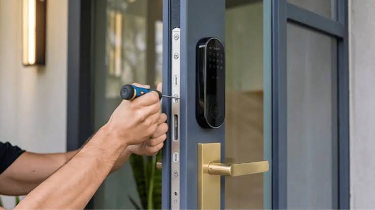 Smart lock installation by a locksmith